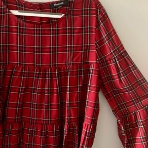Madewell Plaid Statement Sleeve Top